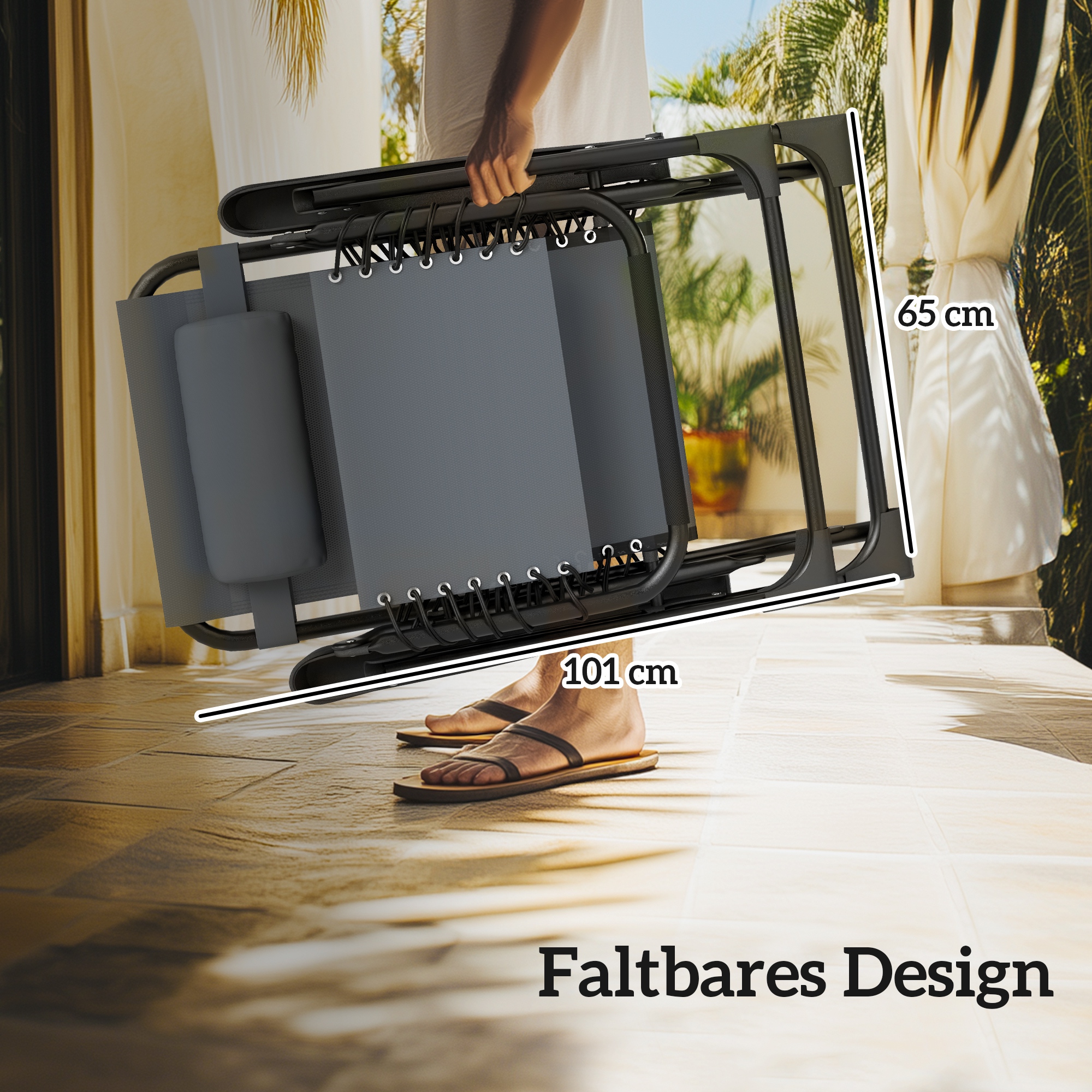 Sonnenliege 2er Set klappbar Zero Gravity Liegestuhl mit Kopfstützen Beistelltisch inklusive 2 Getränkehalter