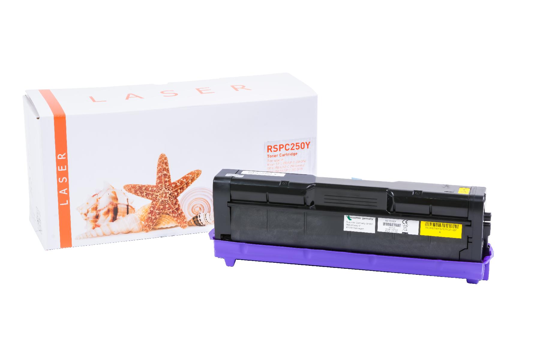 SPC250Y alternativ Toner gelb für Ricoh / 407546 / 1.600 Seiten