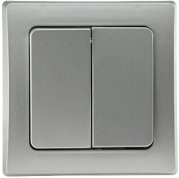 DELPHI Serien-Schalter 2-fach, 250V~/ 10A, inkl. Rahmen, UP, silber
