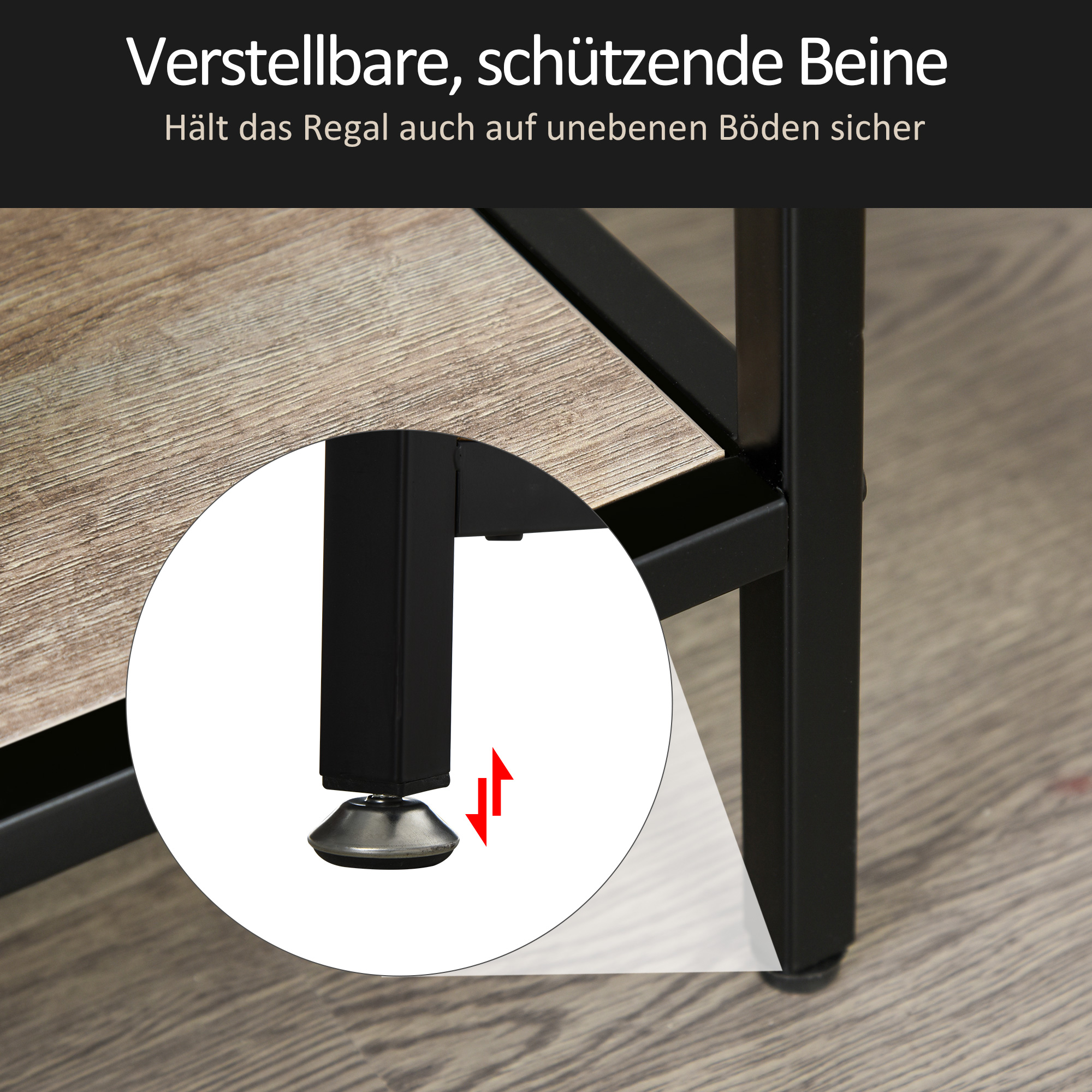 Standregal, Bücherregal Lagerregal Industrieller Stil, Aktenregal, Küchenregal, P2 Spanplatte, Metall, Schwarz+helle Eiche, 120 x 32 x 95 cm