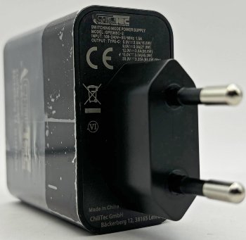 Stecker-Netzteil mit USB-C "CTN-PD65", In 100-240V~, Out 5,0V/9,0V/12,0V=, 65W