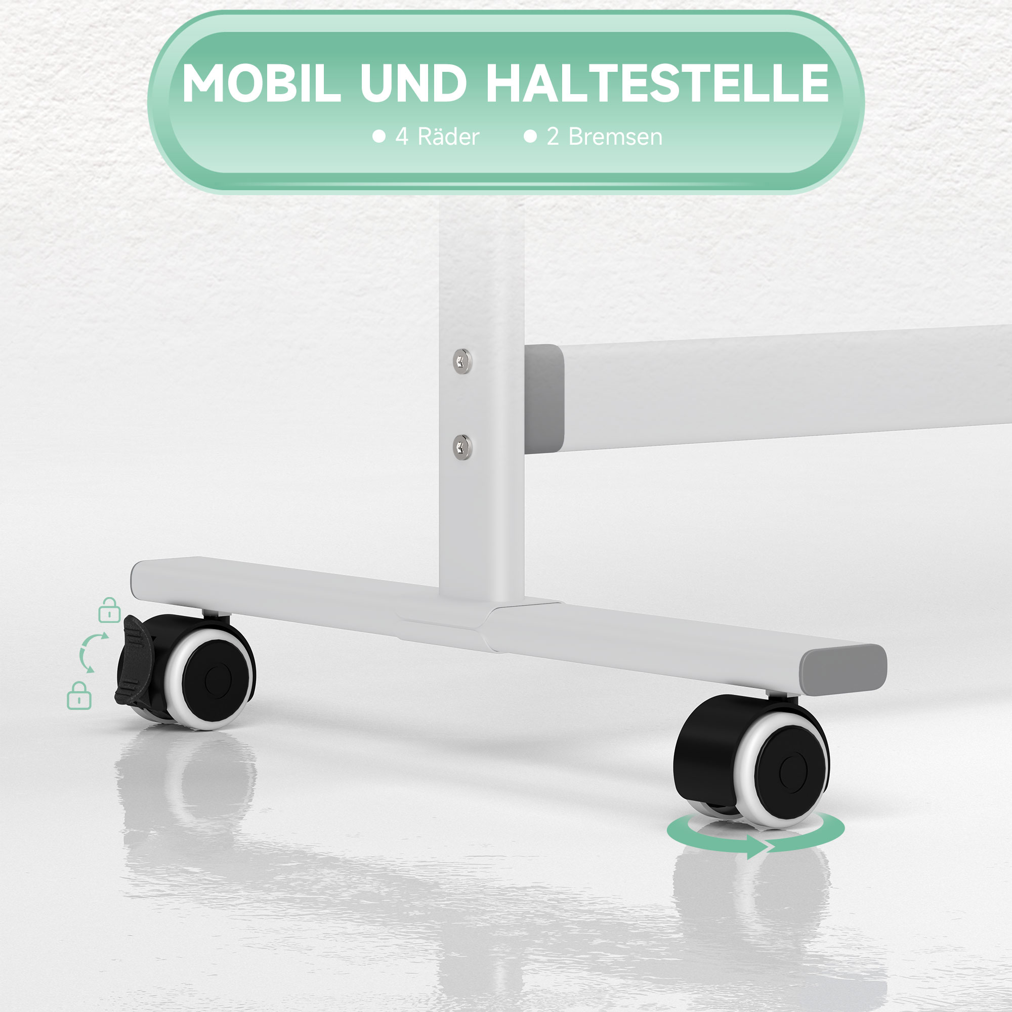 Whiteboard,120 x 90 cm, magnetisch, drehbar, mobil, inkl. Marker & Schwamm, Metallgestell, Weiß