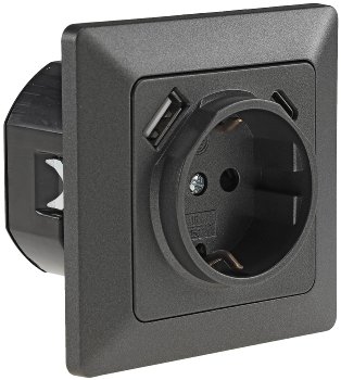 MILOS Schutzkontakt-Steckdose, anthrazit, 230V~/ 16A, Unterputz, USB-C / PD