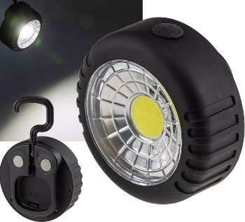 LED Arbeitsleuchte mit Magnet "COB 100", 3x AAA Batterie, Haken, 75x35mm, 6000k LED Arbeitsleuchte mit Magnet "COB 100", 3x AAA Batterie, Haken, 75x35mm, 6000k