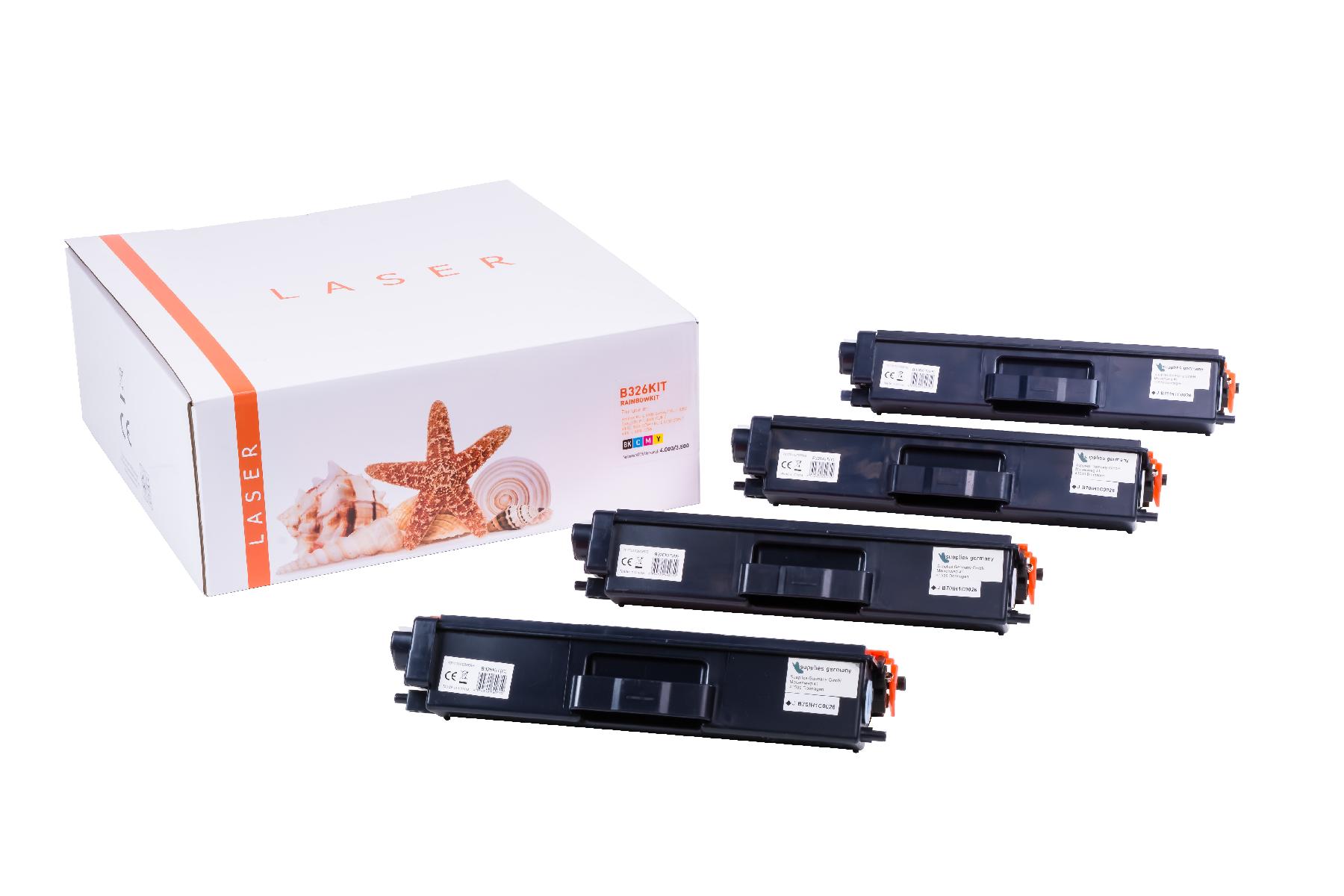 TN326KIT alternativ Toner Rainbowkit für Brother / TN326 / BK4.000 / CMY3.500 Seiten
