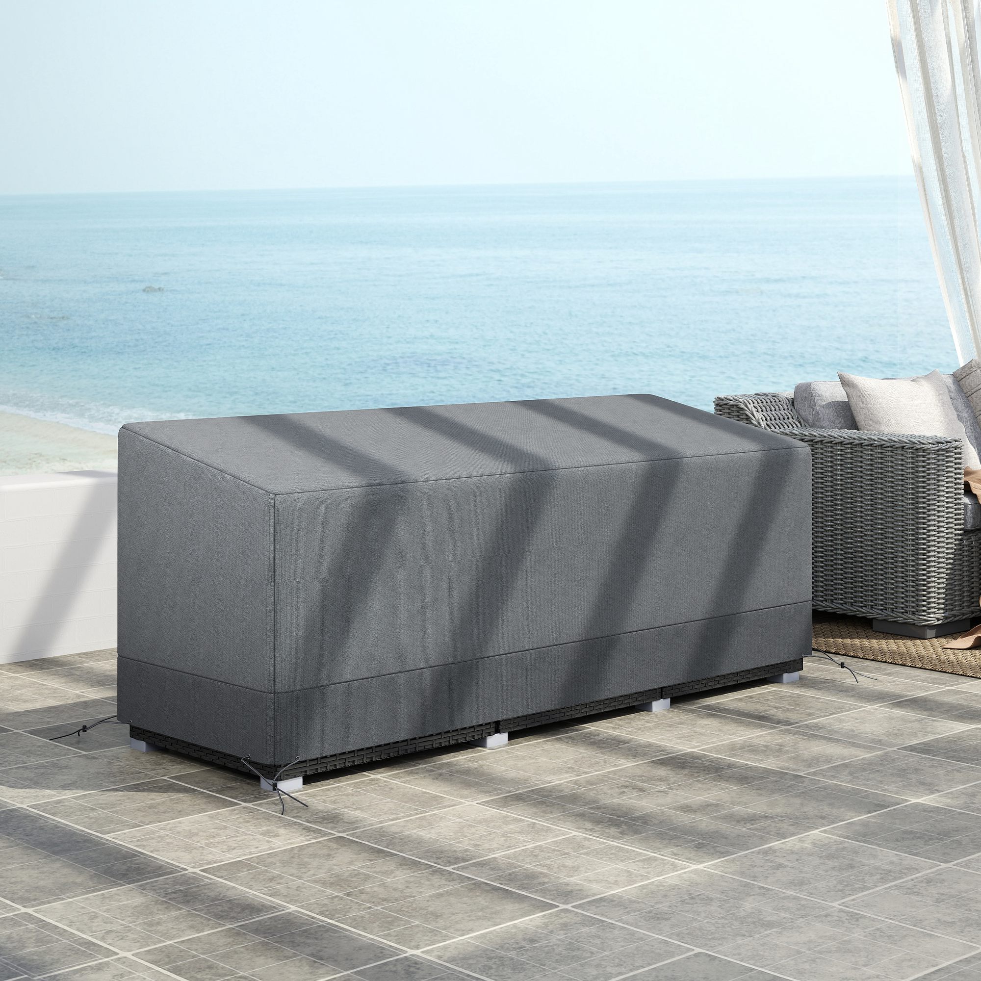 Schutzhülle für Gartenmöbel Winterfest Wasserdicht Abdeckung Anti-UV 600D Oxford Gewebe 190,5 x 72 x 76cm Hellgrau