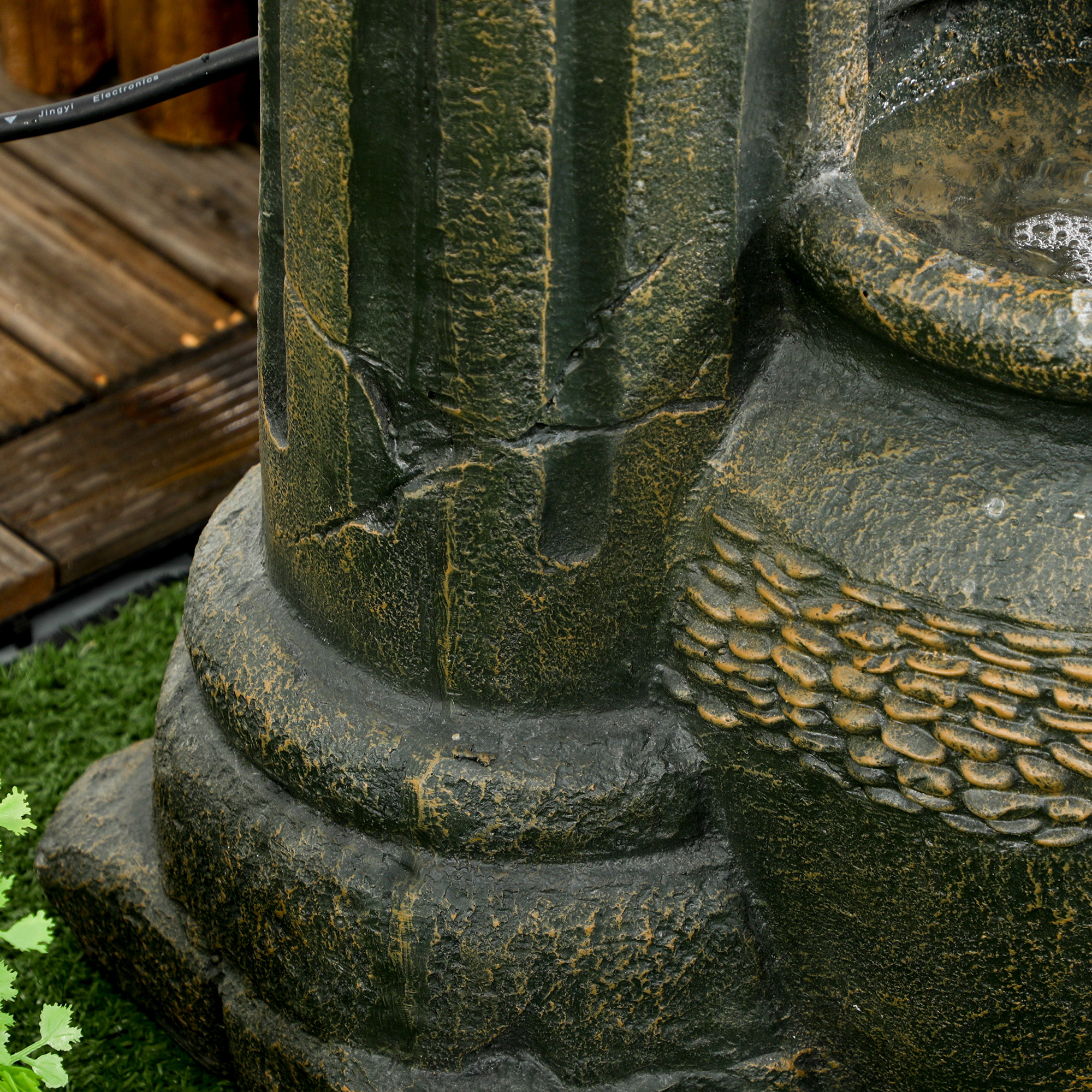 Springbrunnen, verstellbare Pumpe, wetterbeständig, 25 cm x 24 cm x 60 cm, Grau