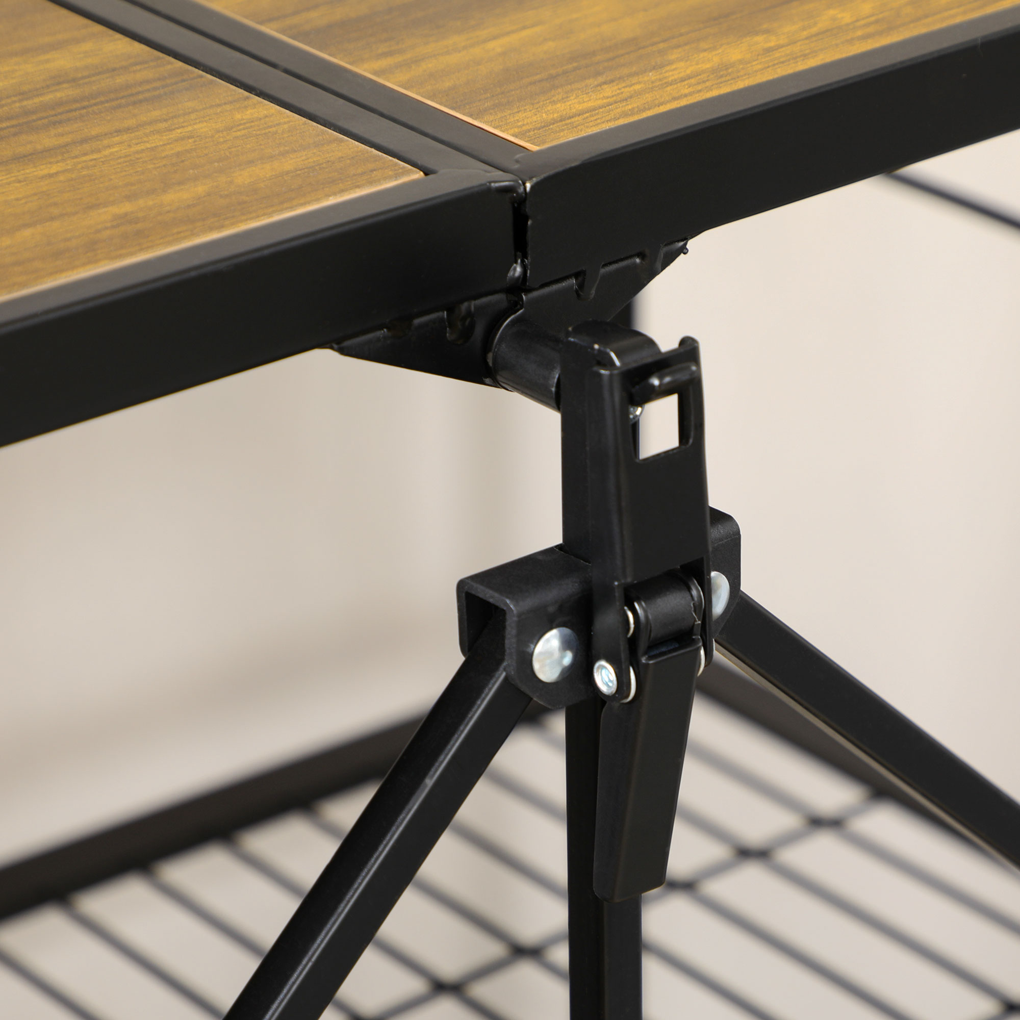 Küchenwagen im Industriedesign, mit 3 Regalen, Mehrzweckwagen, Servierwagen, 4 Räder, klappbar, Braun + Schwarz