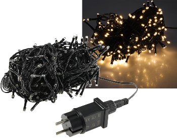 LED Aussen-Lichterkette "CT-ALK200" 20m, warmweiß, Kabel schwarz, IP44, 200 LEDs