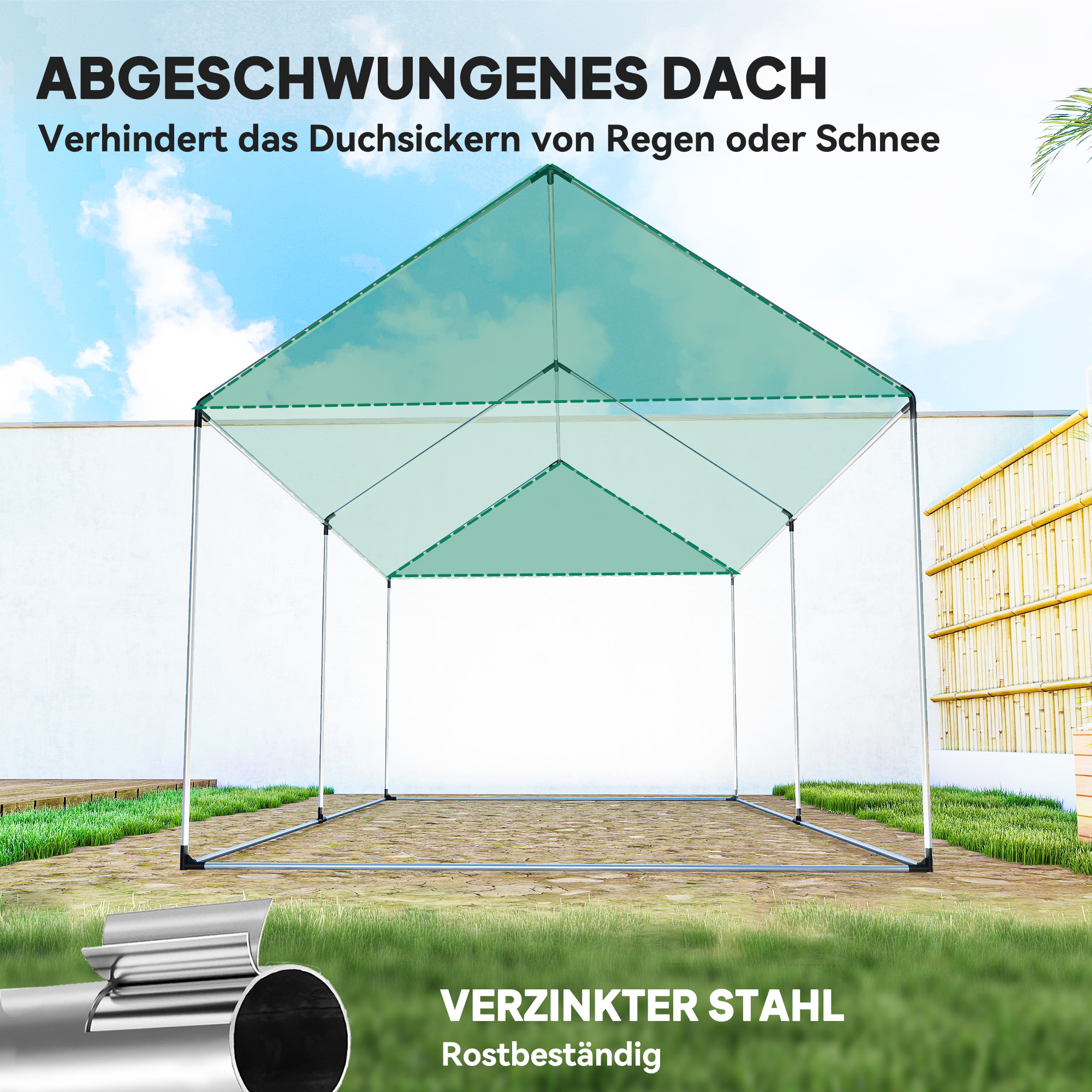 Tunnelgewächshaus, aufrollbare Tür und Fenster, verzinkter Stahlrahmen, 2x3x2m, Grün