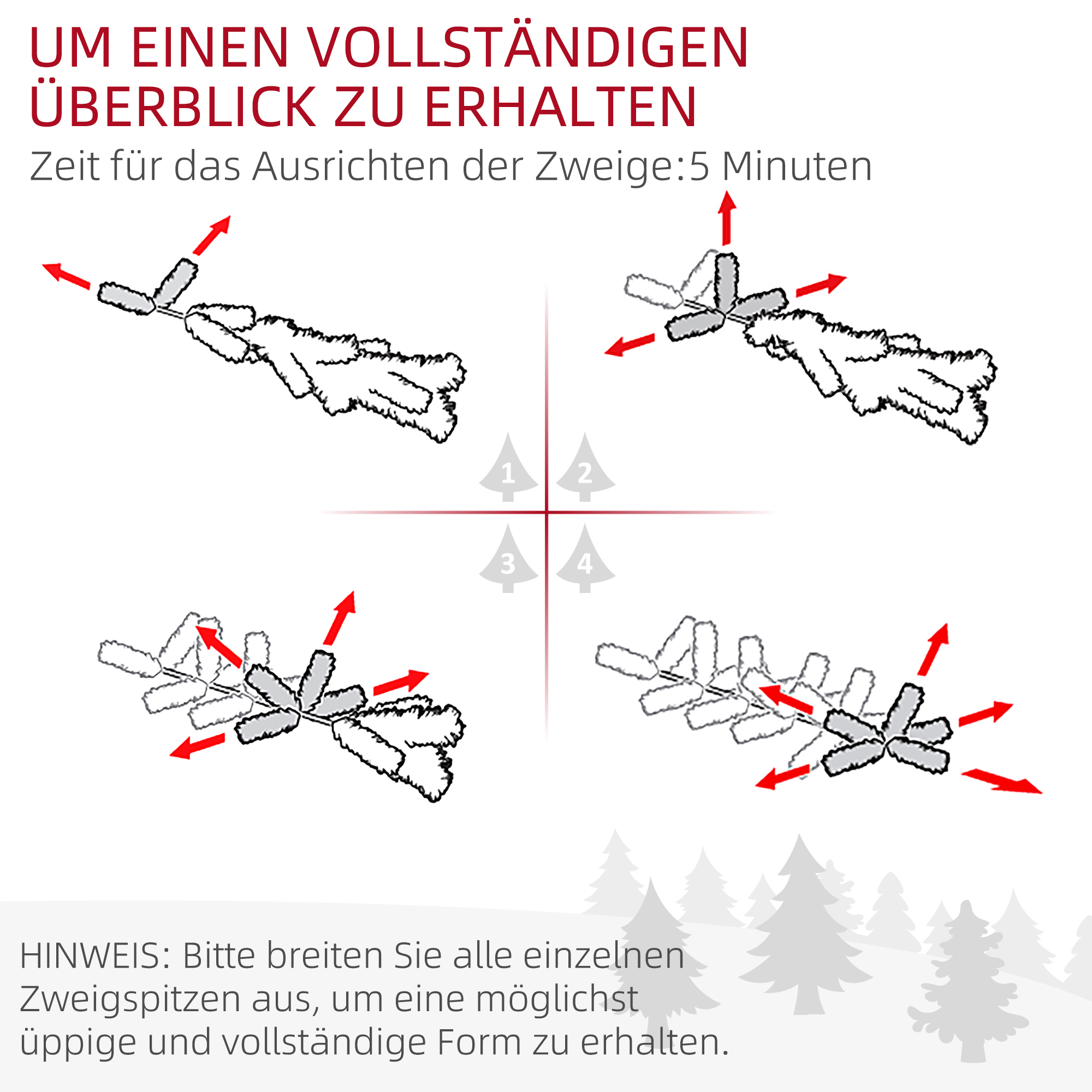 Weihnachtsbaum 92 cm, LED-Lichter, Schneezweige, Tannenzapfen, flammenhemmend, Betonfuß