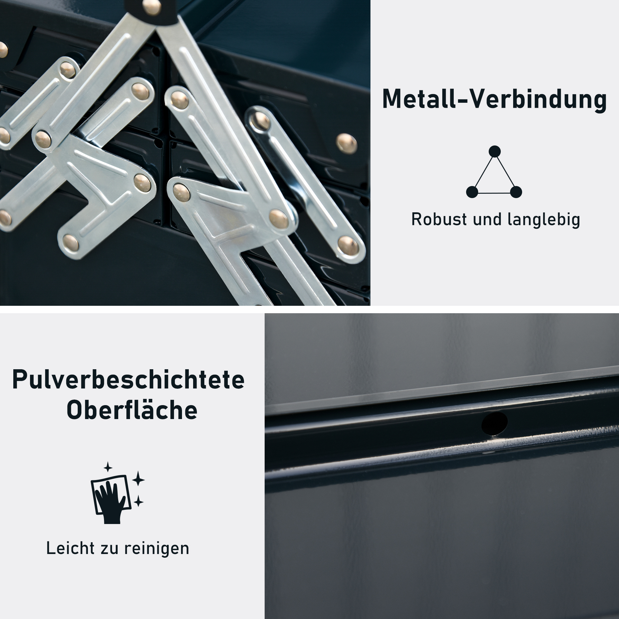 Werkzeugkoffer Werkzeugkiste 5 Fächer aufklappbar Stahl (SPCC) Dunkelgrün 56 x 20 x 41 cm