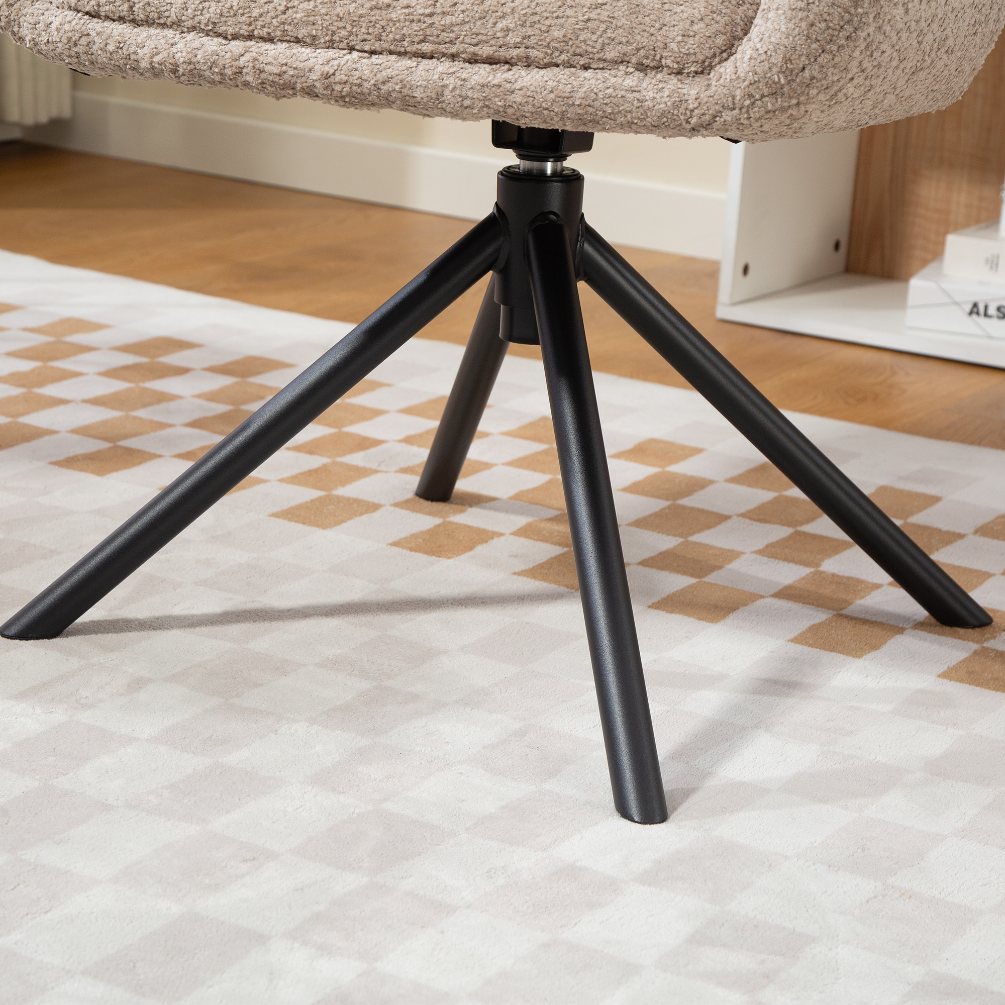 Sessel, Polsterstuhl mit bequemer Sitzschale, drehbar, kuscheliger Bezug, bis 120 kg, Hellbraun