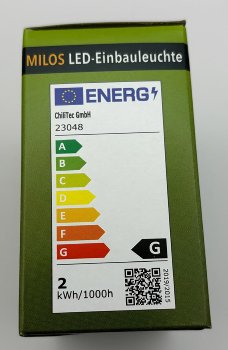 MILOS LED-Einbauleuchte "COB" Anthrazit, 80x80mm, 3000k, warmweiß, 55Lumen