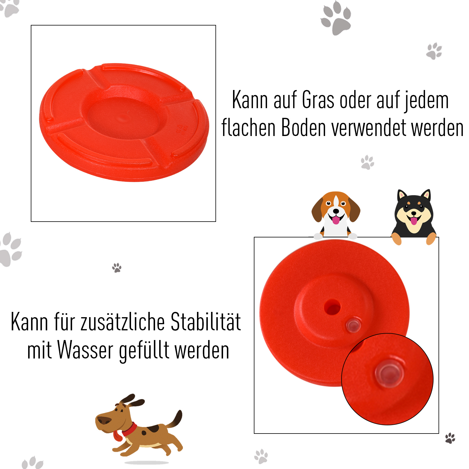 Agility Set Hunde 3-teiliges Agility-Ausrüstung für Hundetraining Steckhürdenset mit 6 Slalomstangen höhenverstellbar Hürden Sprungreifen Tragetasche Agilityset für Spiele Training