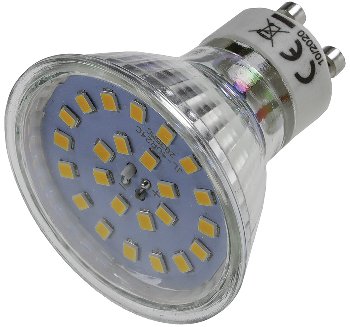LED Strahler GU10 "H55 SMD", 120°, 3000k, 444lm, 230V/4W, warmweiß