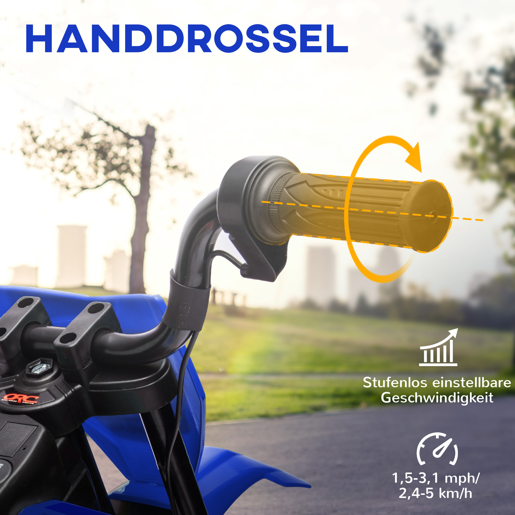 Elektro-Motorrad für Kinder, 12V Kindermotorrad mit Musik, Kinderfahrzeug mit Trainingsrädern, 3-6 Jahre, Blau