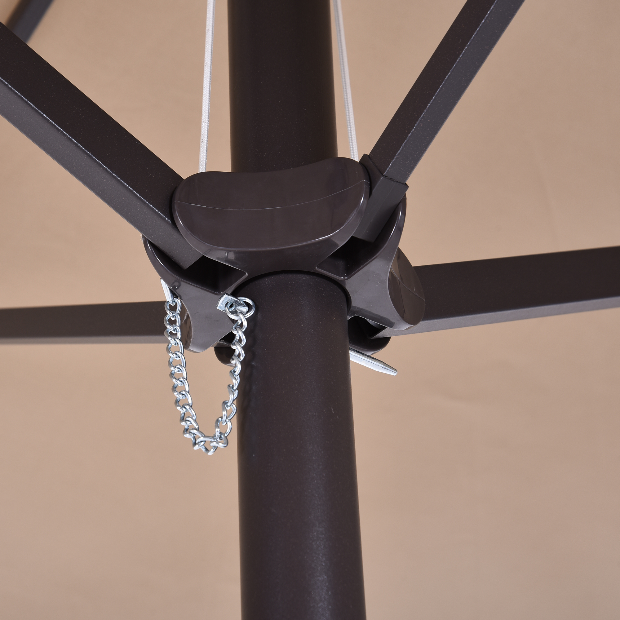 Doppelsonnenschirm 455 x 270 cm Gartenschirm mit Handkurbel oval stabil Metallstange Marktschirm Doppelsonnenschirm Terrassenschirm Sonnenschutz für Strand Balkon Terrasse Garten Hellkaffee