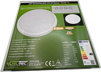 LED Deckenleuchte "SALAO 16 WW" IP54, 16W, 1500lm, 3000K, HF Bewegungsmelder