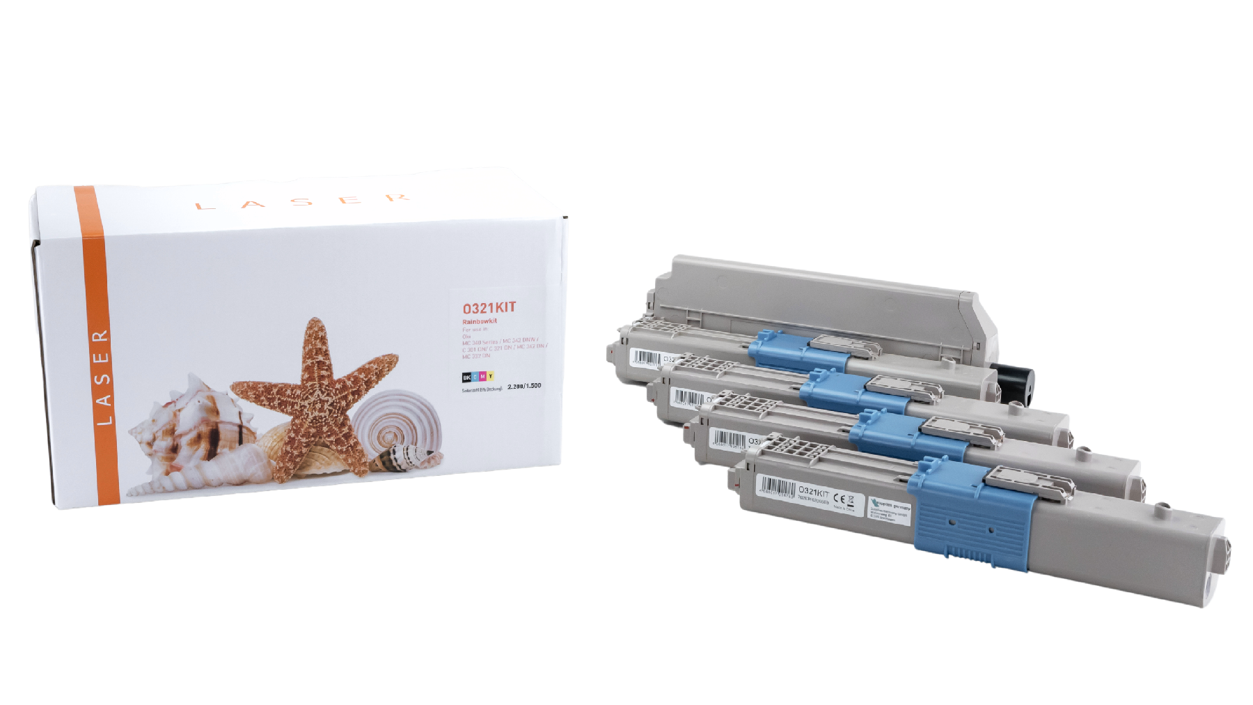 C321KIT alternativ Toner Rainbowkit für Oki / 4497353336 / BK2.200 /CMY1.500 Seiten