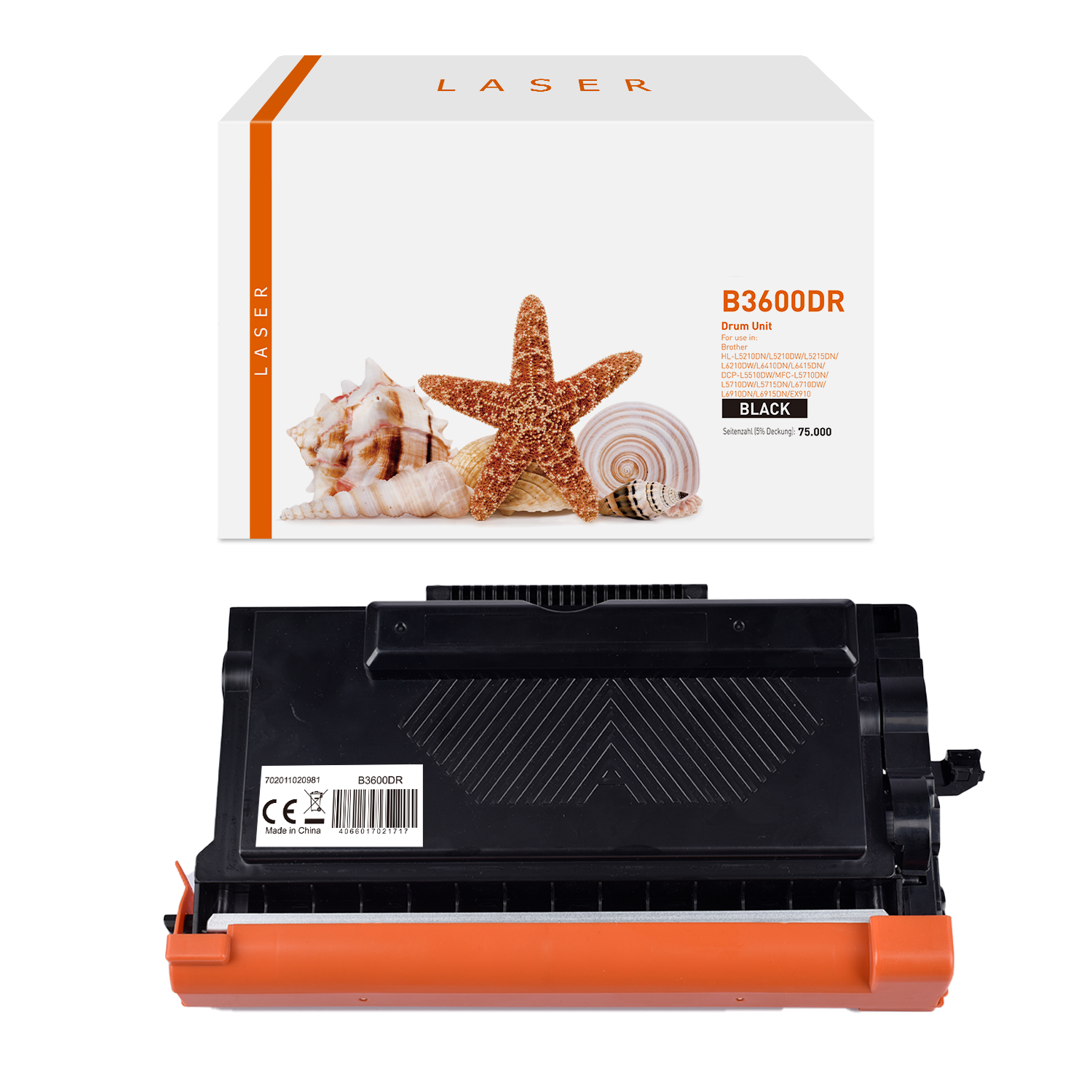 DR3600 alternativ Trommel schwarz für Brother / DR3600 / 75.000 Seiten