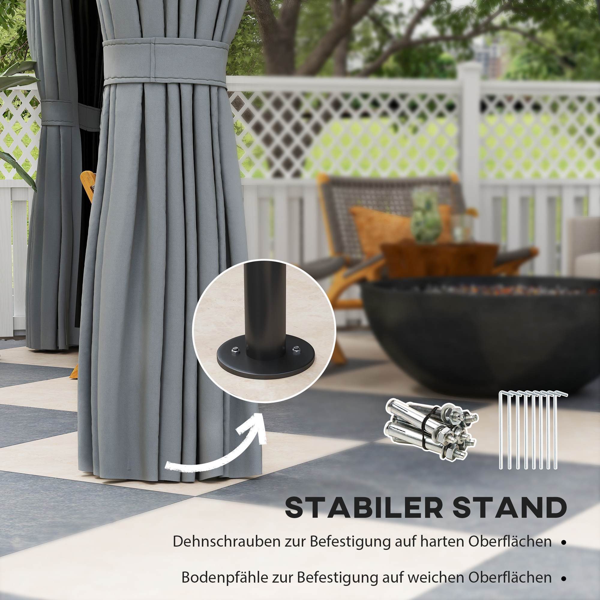 Pavillon mit Doppeldach, 3x3 m Wasserabweisend Stabil Winterfest Gartenpavillon aus Metall Dunkelgrau