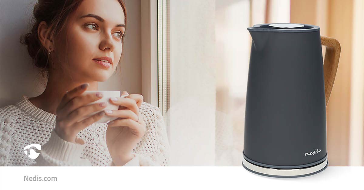 Wasserkocher | 1.7 l | Soft-Touch | Grau | Um 360 Grad drehbar | Verdecktes Heizelement | Strix Controller | Boil-dry protection