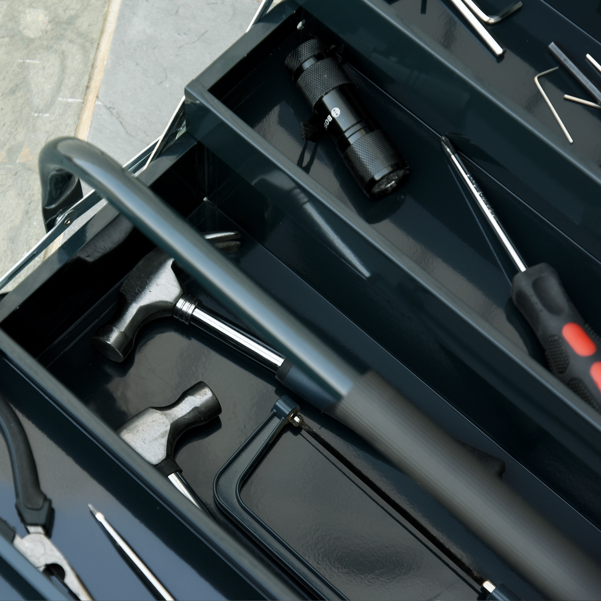 Werkzeugkoffer Werkzeugkiste 5 Fächer aufklappbar Stahl (SPCC) Dunkelgrün 56 x 20 x 41 cm