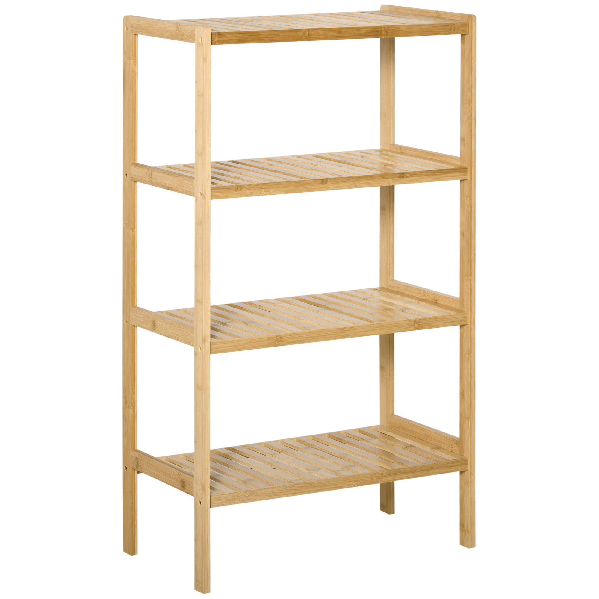 Standregal Bücherregal 4-stufiges Bambusregal Büroregal Lagerregal Aktenregal Küchenregal für Bad Küche Wohnzimmer Schlafzimmer Bambus Natur 62 x 33 x 112 cm