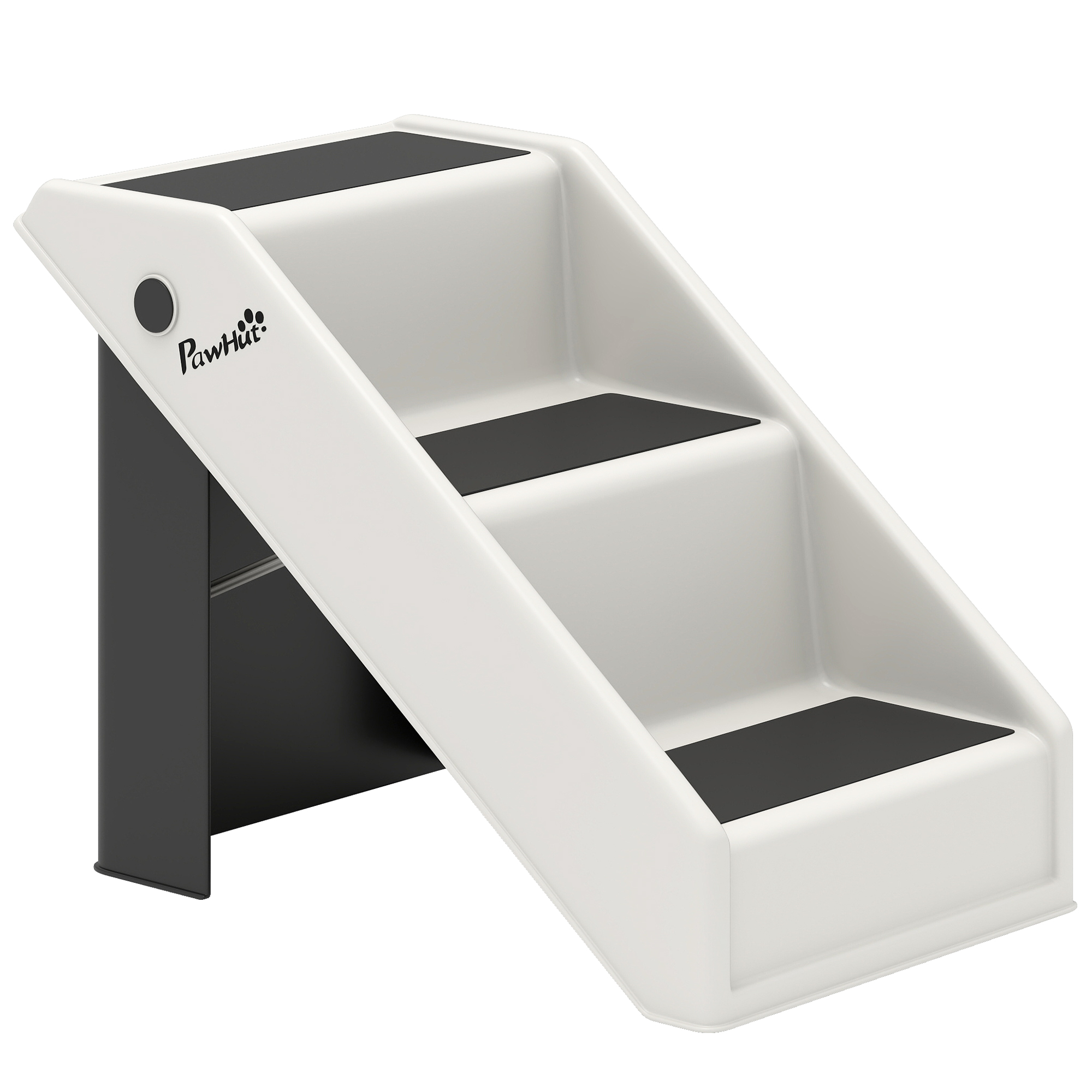 Hundetreppe 3 Stufen 36,5 cm Hoch Haustiertreppe für Kleine Hunde klappbar für Bett, Sofa, Couch Auto Cremeweiß